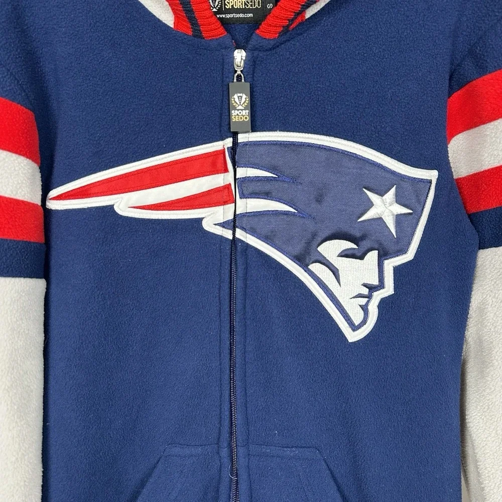 New England Patriots Sportsedo One Piece Pajama Adult Sm. Lounge Outfit Football - Picture 8 of 10